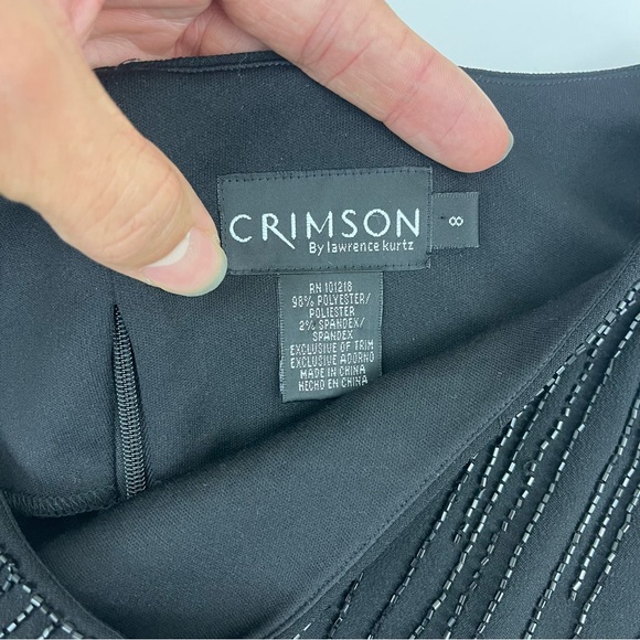 Crimson by Lawrence Kurtz Wide Neck Beaded Cropped Sleeveless Evening Top - Picture 3 of 5